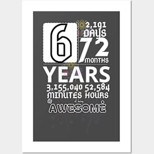 6th Birthday Shirt Boy 6 Years of Being Awesome Birthday Countdown TShirt 6th Birthday Shirt Girl 6 Posters and Art